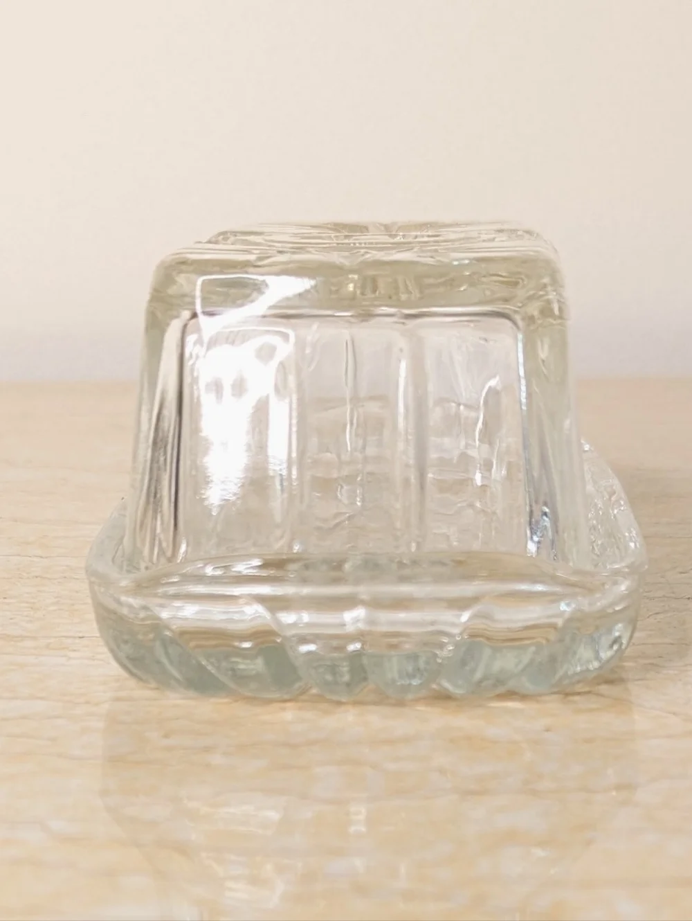 Vintage Anchor Hawking Prescut Clear Glass Star & Fan Design Butter Dish & Cover
